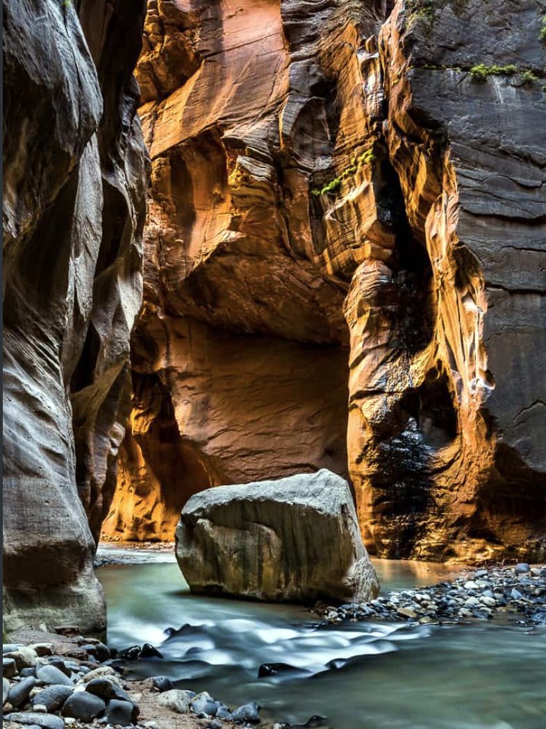 The Virgin River flowing through the Narrows in Zion National Park